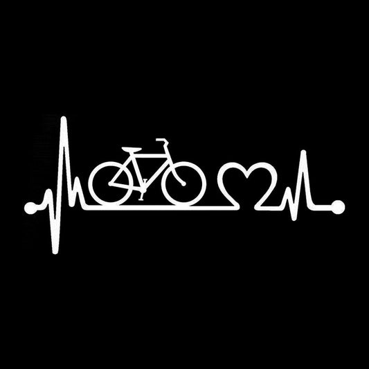 18.5cm*8.1cm Bicycle Heartbeat Lifeline Cycling Fashion Vinyl Stickers Decals Black/Silver S3-4957