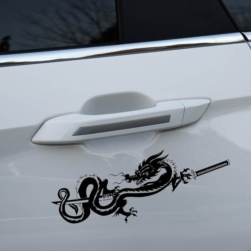 18.2*7.6CM Oem Dragon Samurai Symbol Car Sticker Decal Soldier Black/Silver Covering The Body Vinyl C21-0119