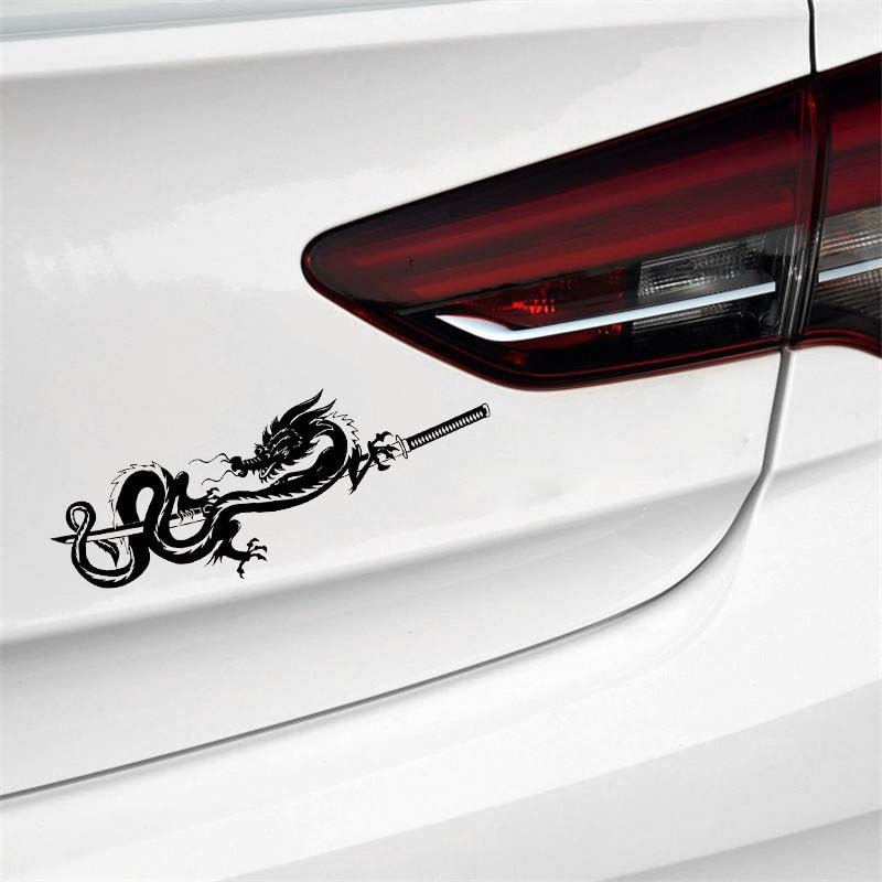 18.2*7.6CM Oem Dragon Samurai Symbol Car Sticker Decal Soldier Black/Silver Covering The Body Vinyl C21-0119