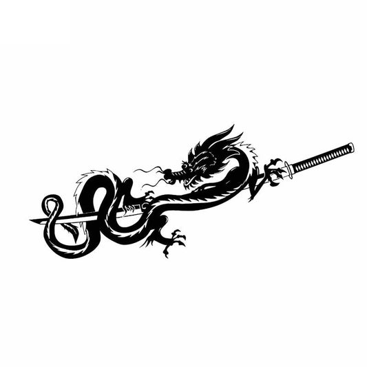 18.2*7.6CM Oem Dragon Samurai Symbol Car Sticker Decal Soldier Black/Silver Covering The Body Vinyl C21-0119