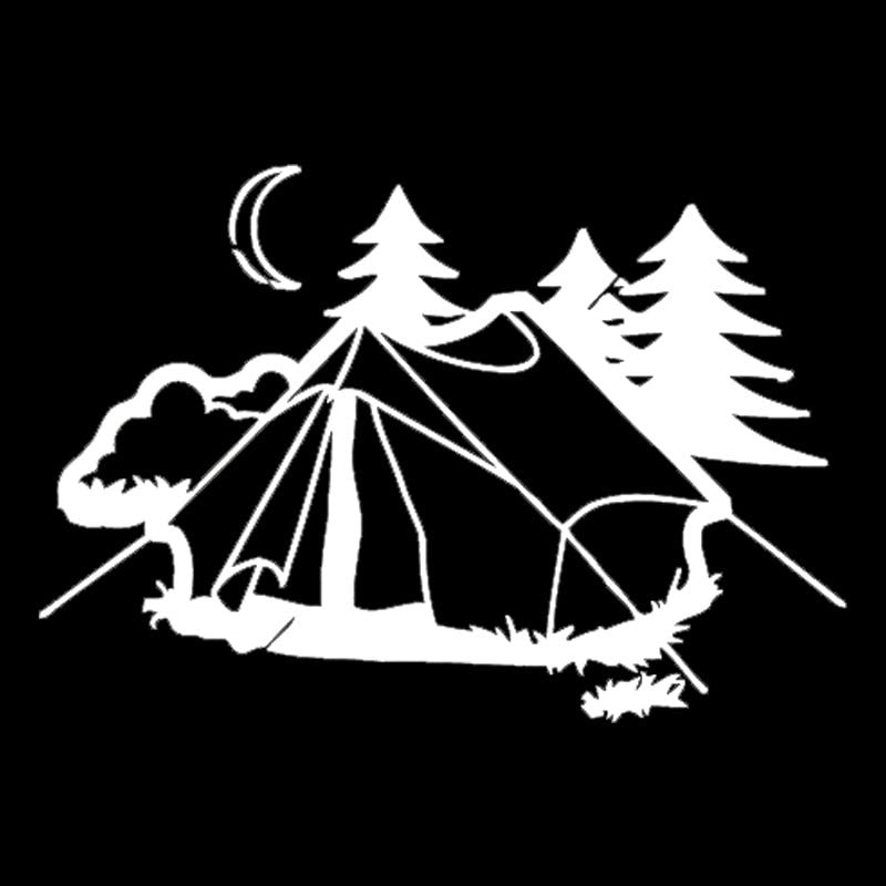 17.9CM*12.2CM Tent Camping Nature Rest  Fashion Car Accessories Stickers Black/Silver  C31-0302