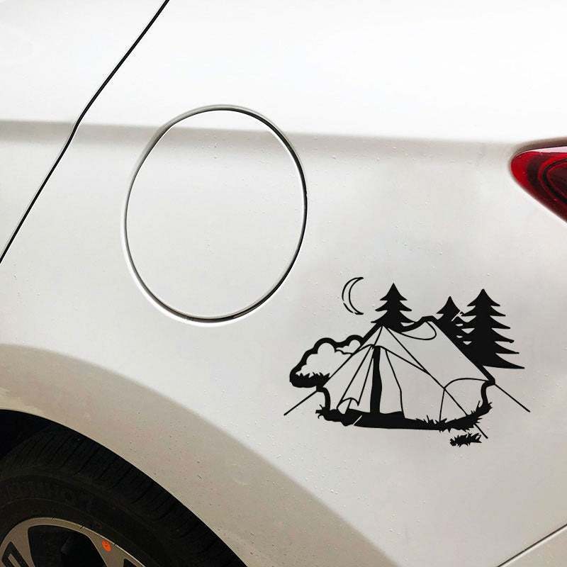 17.9CM*12.2CM Tent Camping Nature Rest  Fashion Car Accessories Stickers Black/Silver  C31-0302