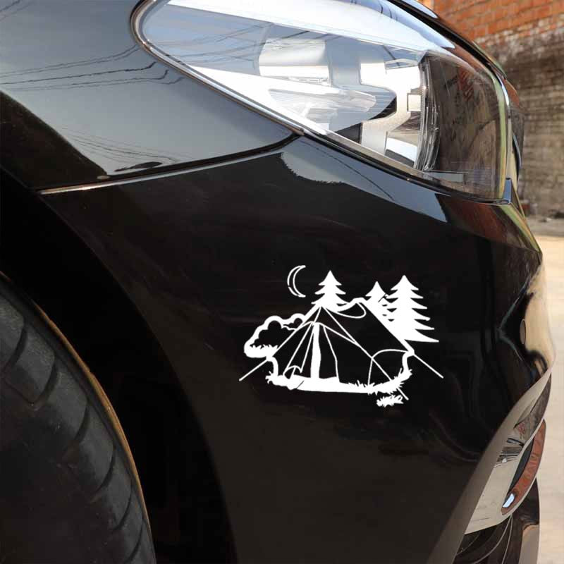 17.9CM*12.2CM Tent Camping Nature Rest  Fashion Car Accessories Stickers Black/Silver  C31-0302