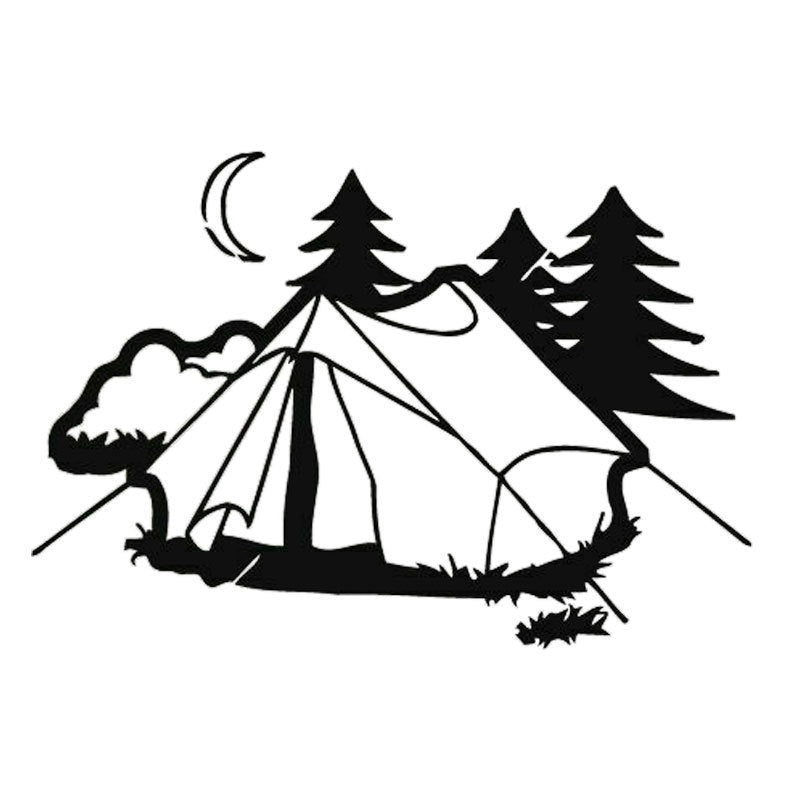 17.9CM*12.2CM Tent Camping Nature Rest  Fashion Car Accessories Stickers Black/Silver  C31-0302