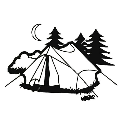 17.9CM*12.2CM Tent Camping Nature Rest  Fashion Car Accessories Stickers Black/Silver  C31-0302