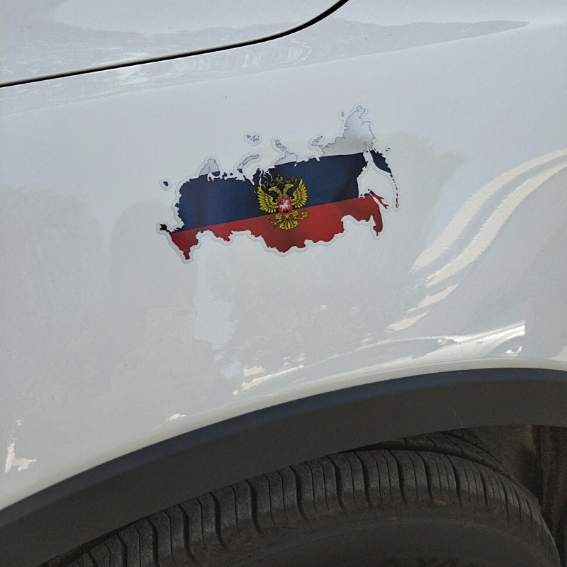 15CM*8.4CM Accessoreis Funny Car Sticker PVC  Russian Flag Map Decal