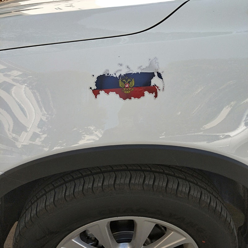 15CM*8.4CM Accessoreis Funny Car Sticker PVC  Russian Flag Map Decal