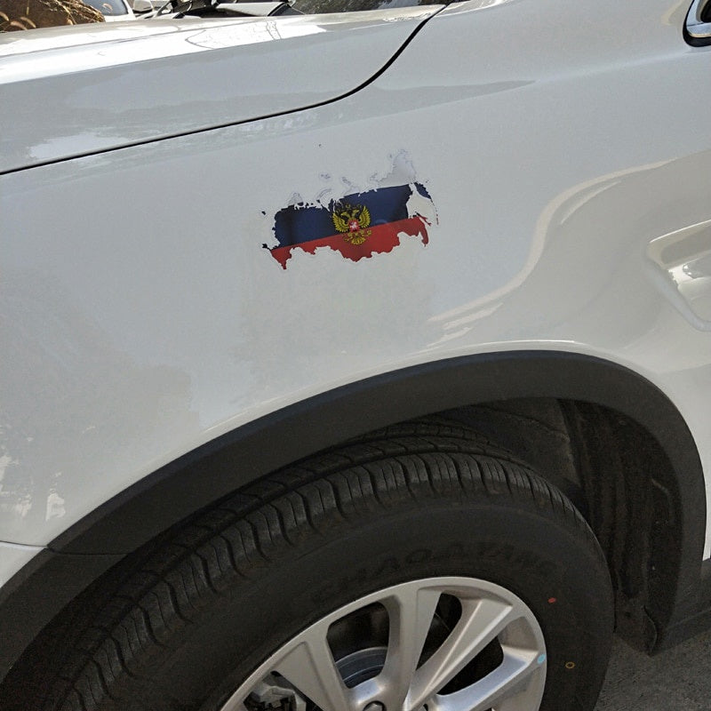 15CM*8.4CM Accessoreis Funny Car Sticker PVC  Russian Flag Map Decal