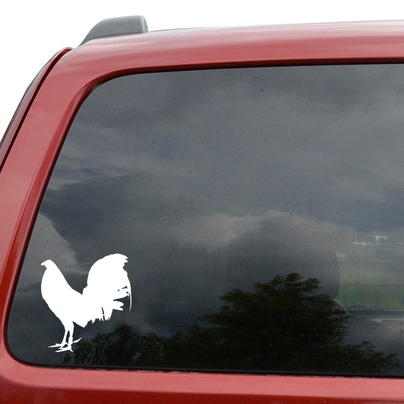 13.2CM*14.5CM Funny Animal Gamefowl Rooster Vinyl Car Sticker Decor Decal Black/Silver Accessories C11-0995