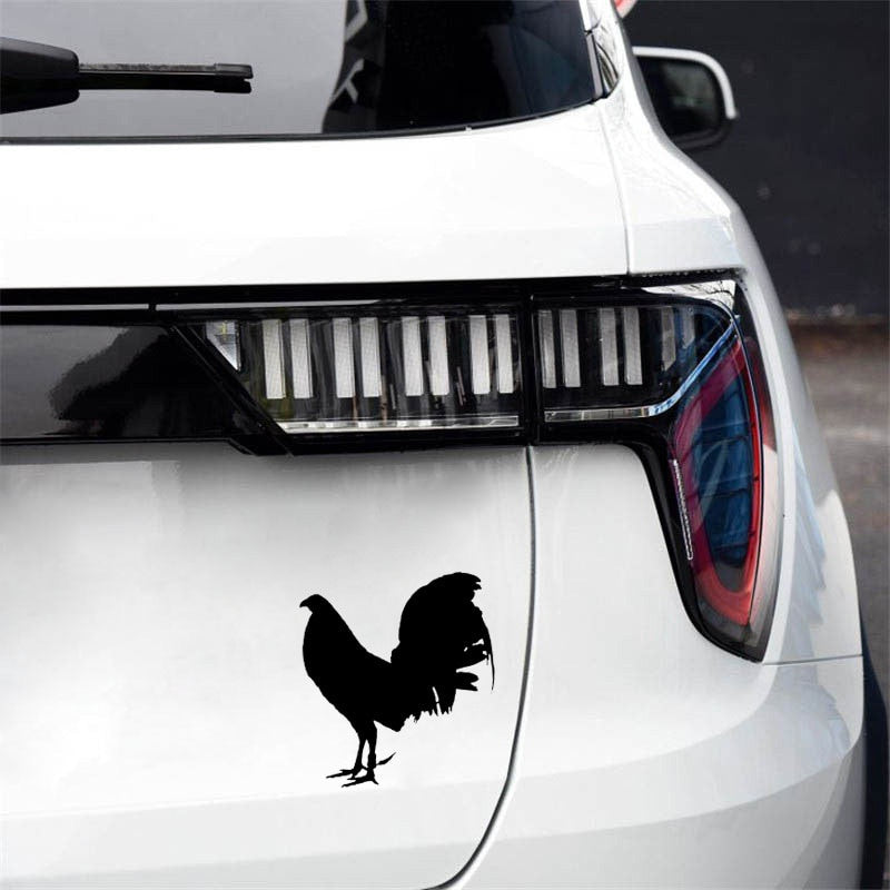 13.2CM*14.5CM Funny Animal Gamefowl Rooster Vinyl Car Sticker Decor Decal Black/Silver Accessories C11-0995