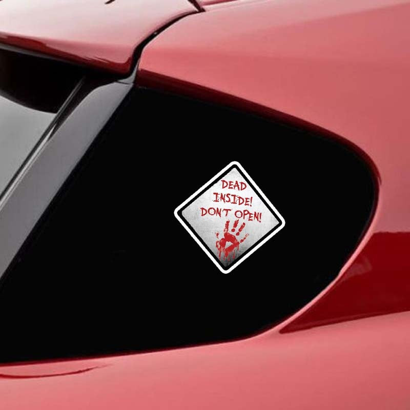 14CM*14CM Bloody DEAD INSIDE DONT OPEN ZOMBIE  Car Sticker