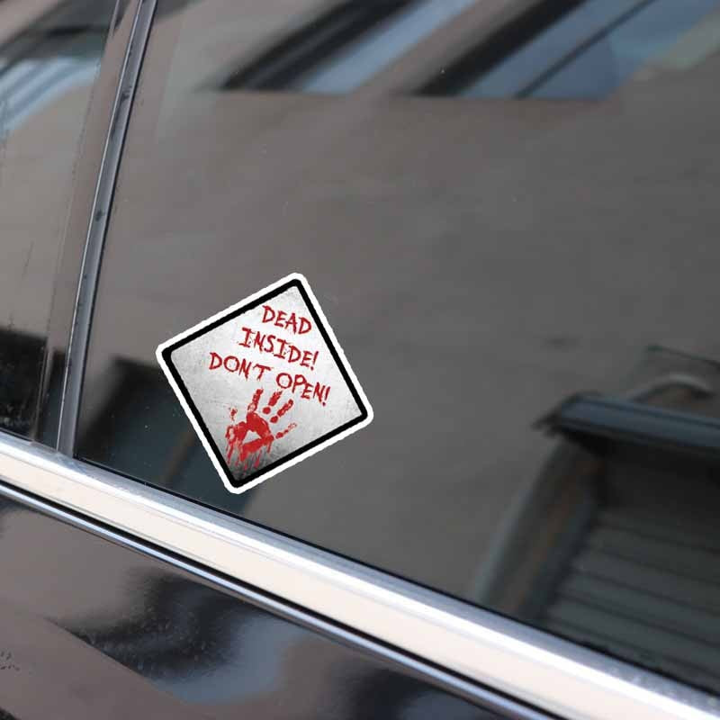 14CM*14CM Bloody DEAD INSIDE DONT OPEN ZOMBIE  Car Sticker