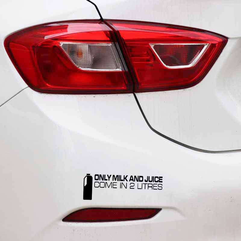 15CM*5CM Funny Car Sticker Black Silver Vinyl Only Milk And Juice Come In 2.0 Liters Decal C11-2001