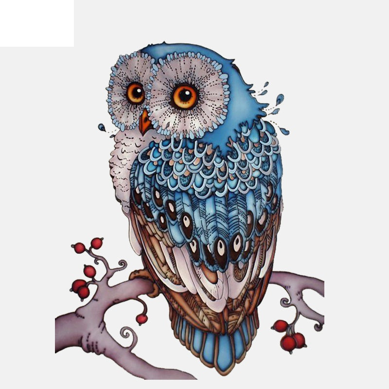 12.4CM*15.6CM Interestingly Hand-painted Blue Owl PVC Car Sticker