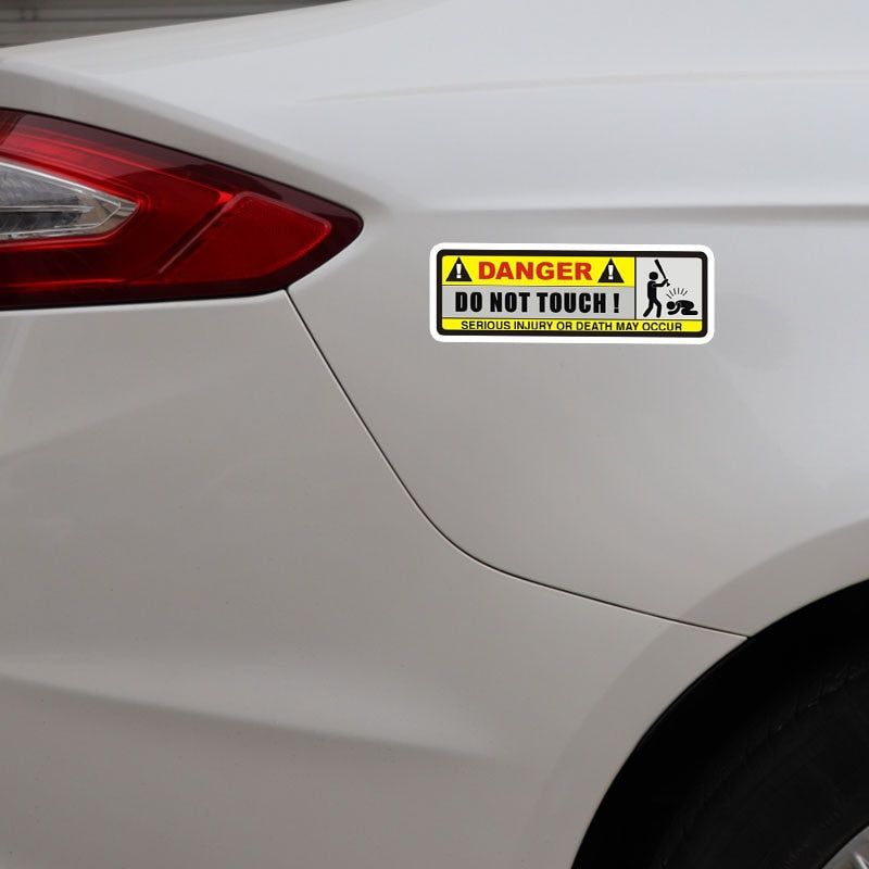 2X 15.8CM*5.1CM DANGER Car Sticker Funny DO NOT TOUCH  PVC Decorate Decal