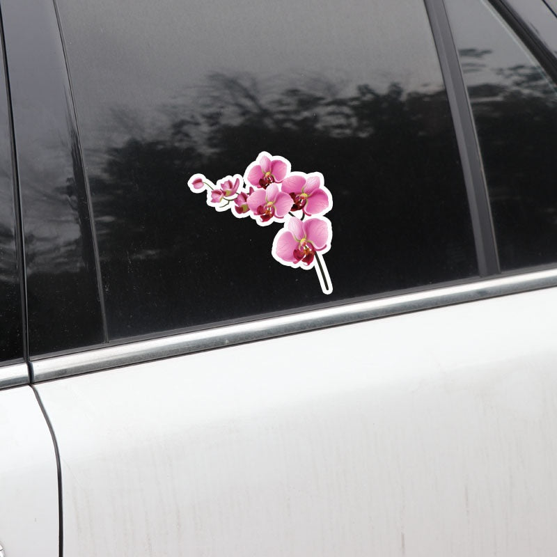 12.7*12.6CM Interesting Orchid Decor Car Stickers High Quality Personalized