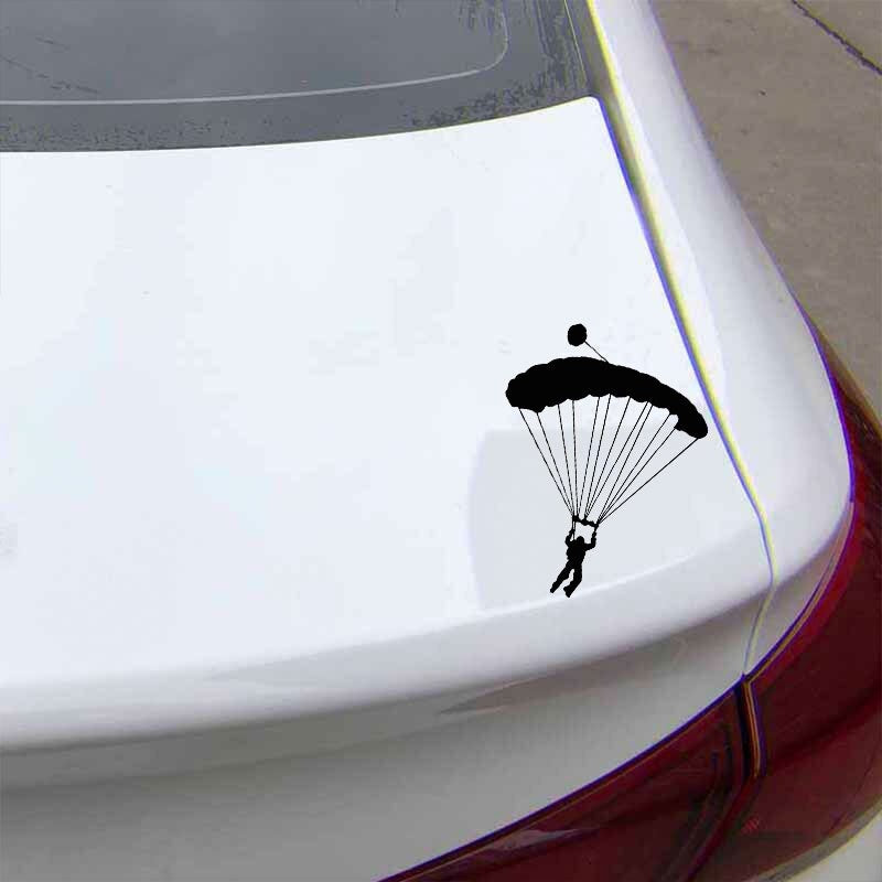 17.7CM*16.2CM Skydiver Parachute Extreme Sport Fashion Stickers Decals Car Styling Vinyl Black/Silver C31-0218