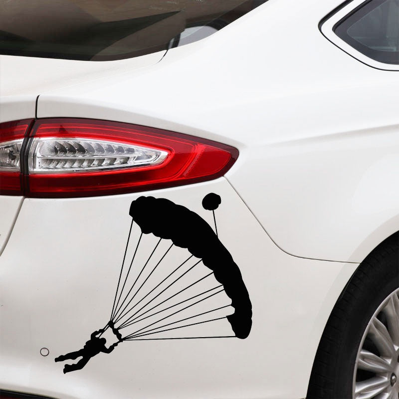 17.7CM*16.2CM Skydiver Parachute Extreme Sport Fashion Stickers Decals Car Styling Vinyl Black/Silver C31-0218