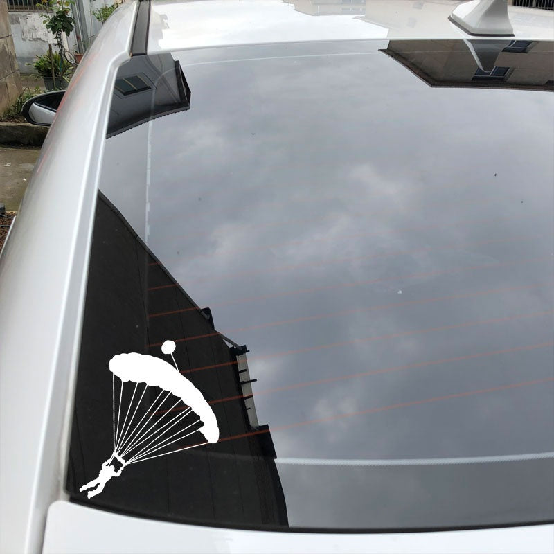 17.7CM*16.2CM Skydiver Parachute Extreme Sport Fashion Stickers Decals Car Styling Vinyl Black/Silver C31-0218
