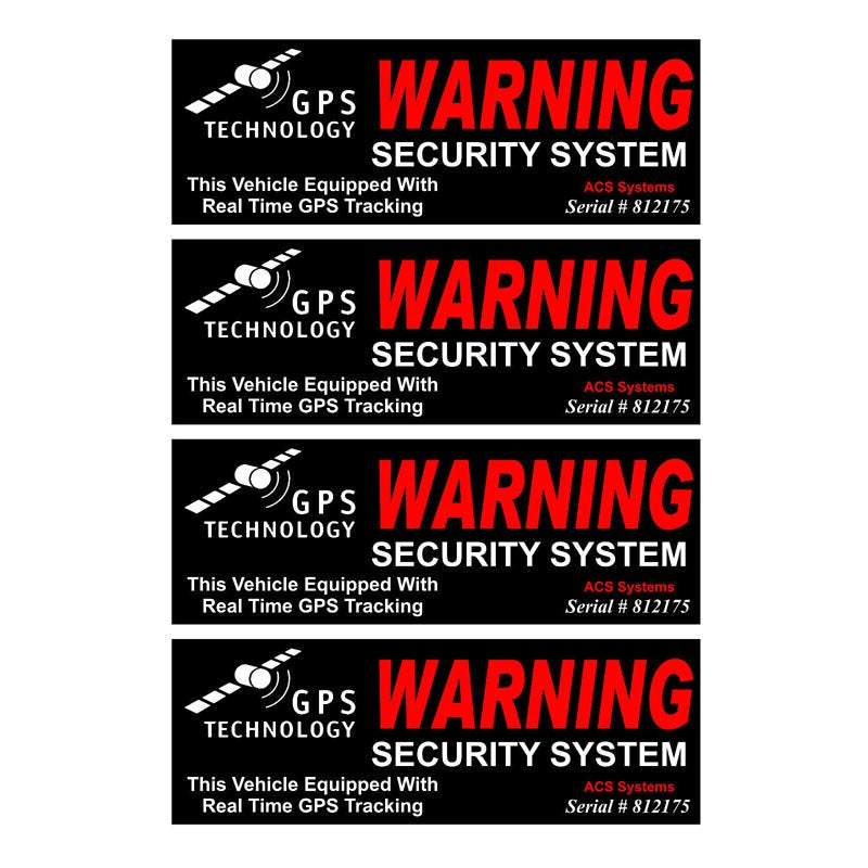 10CM*3.5CM 4X GPS WARNING SECURITY SYSTEM Personality  Car Sticker