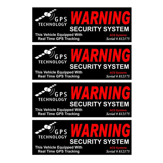 10CM*3.5CM 4X GPS WARNING SECURITY SYSTEM Personality  Car Sticker