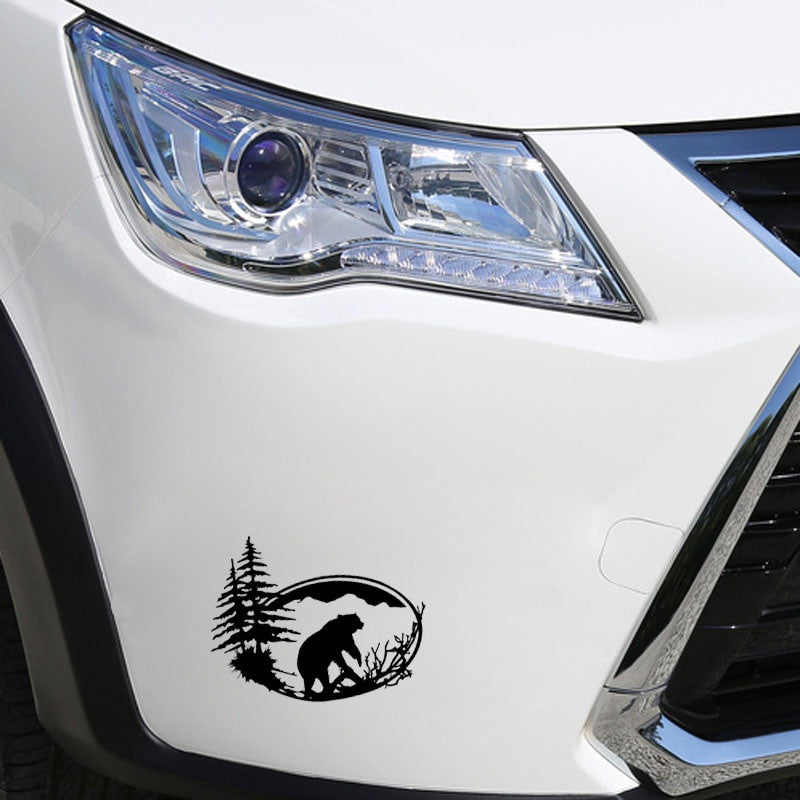 13.3*10.7CM Brown Bear In The Woods Silhouette Decoration Car Sticker Vinyl Accessories Bumper Window C12-0487
