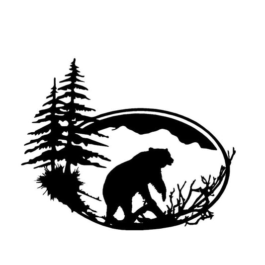 13.3*10.7CM Brown Bear In The Woods Silhouette Decoration Car Sticker Vinyl Accessories Bumper Window C12-0487