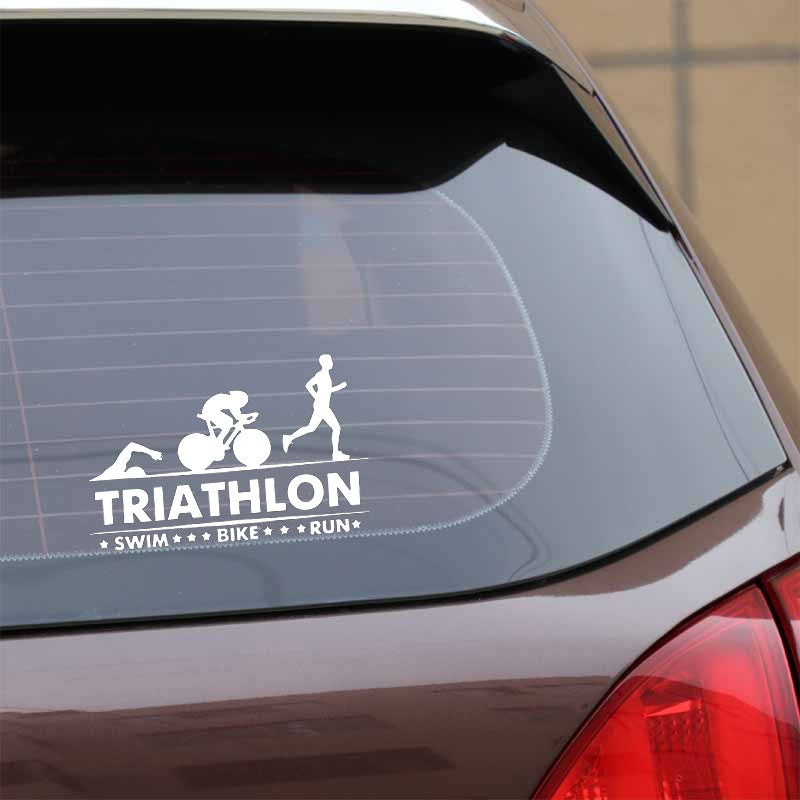 17.5CM*11CM Triathlon Swim Bike Run Athlete Sport Car Stickers Car Trunk Decorate Accessories Vinyl Decal C31-0477