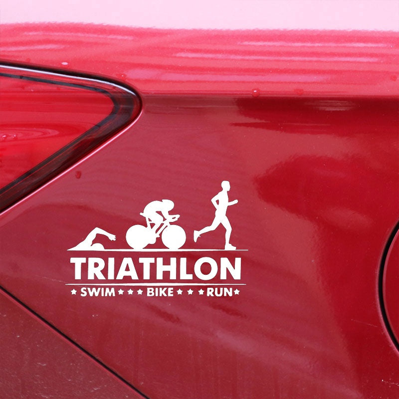 17.5CM*11CM Triathlon Swim Bike Run Athlete Sport Car Stickers Car Trunk Decorate Accessories Vinyl Decal C31-0477