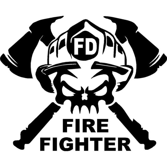 15x12.1CM Cartoon Fun FIRE FIGHTER Vinyl Decal Car Window Sticker Black/Silver S8-1337