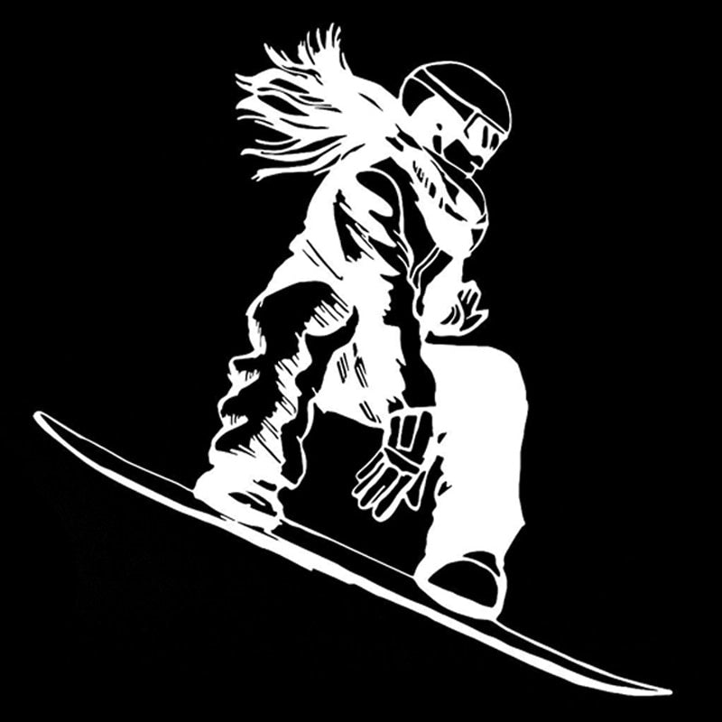 15.4CM*16.2CM Interesting Snowboarder Girl Extreme Sport Car Stickers Vinyl Black/Silver S9-0996