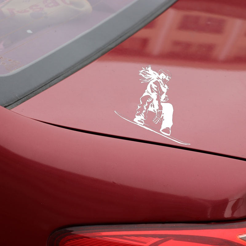 15.4CM*16.2CM Interesting Snowboarder Girl Extreme Sport Car Stickers Vinyl Black/Silver S9-0996