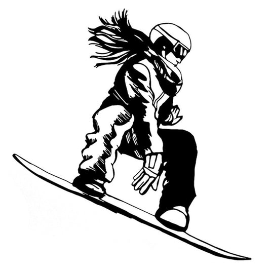 15.4CM*16.2CM Interesting Snowboarder Girl Extreme Sport Car Stickers Vinyl Black/Silver S9-0996