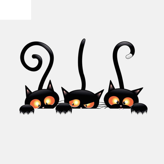 15CM*8.8CM  Lovely Cat Licking At The Window Cat  PVC  Car Sticker
