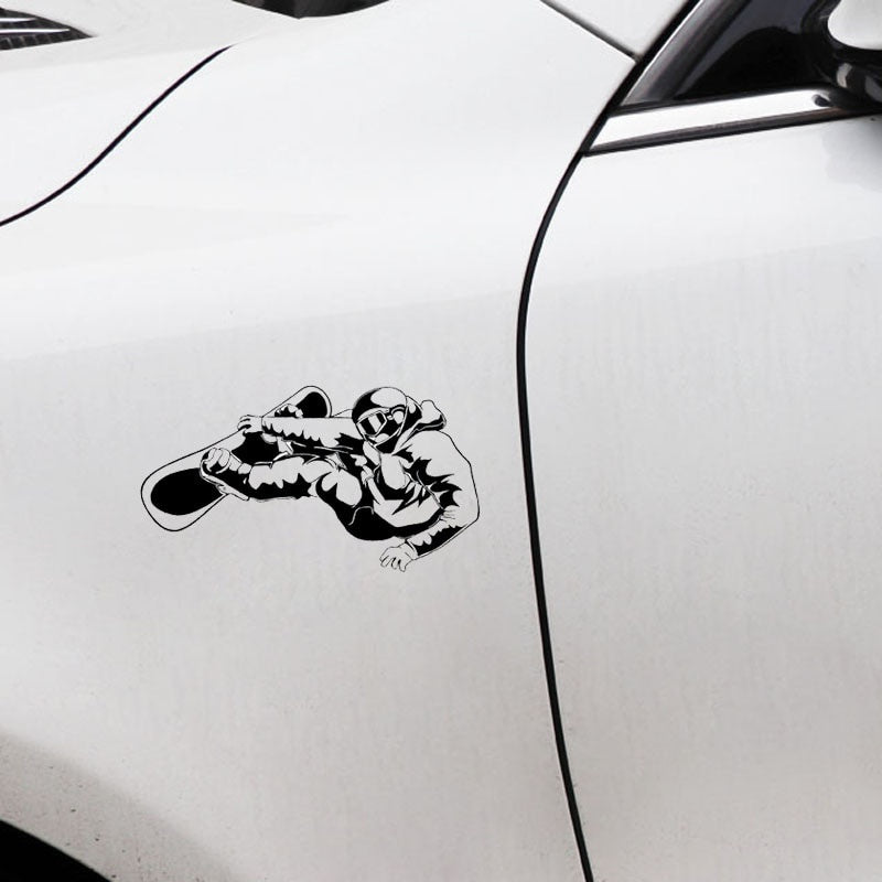 17.1CM*11CM Interesting Extreme exercise Snowboarding Black/Silver Silhouette Decal Vinyl Car Sticker S9-1082