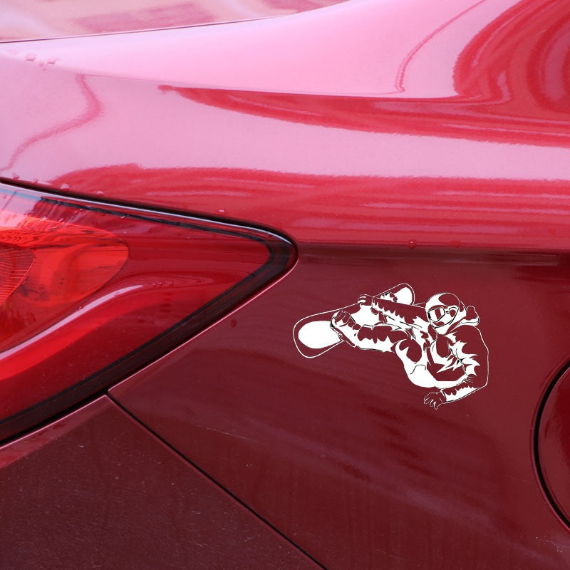 17.1CM*11CM Interesting Extreme exercise Snowboarding Black/Silver Silhouette Decal Vinyl Car Sticker S9-1082