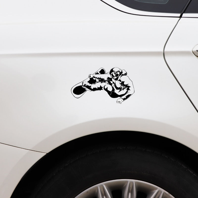 17.1CM*11CM Interesting Extreme exercise Snowboarding Black/Silver Silhouette Decal Vinyl Car Sticker S9-1082