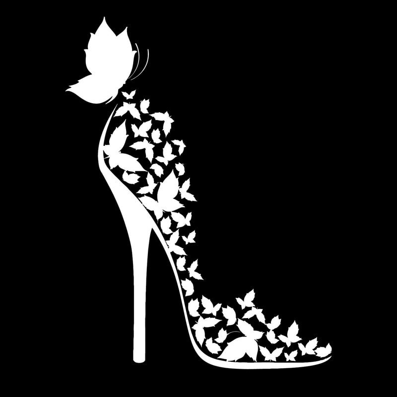13cm*17.1cm Fashion Butterfly Decor Vinyl Car Sticker Motorcycle Black/Silver S3-5908