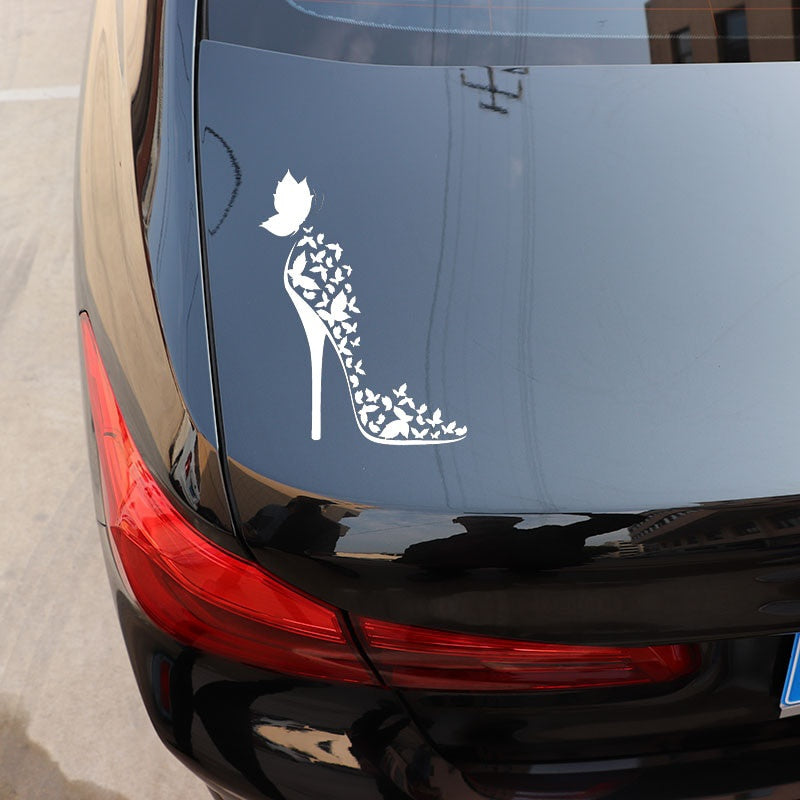 13cm*17.1cm Fashion Butterfly Decor Vinyl Car Sticker Motorcycle Black/Silver S3-5908