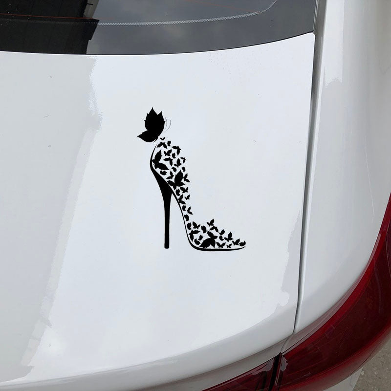 13cm*17.1cm Fashion Butterfly Decor Vinyl Car Sticker Motorcycle Black/Silver S3-5908