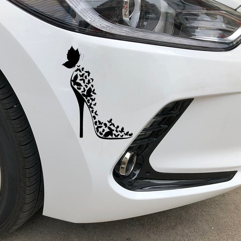 13cm*17.1cm Fashion Butterfly Decor Vinyl Car Sticker Motorcycle Black/Silver S3-5908