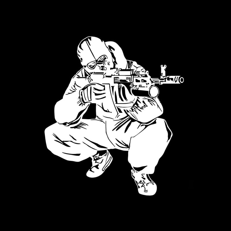 15.9*18.2CM Coolest Weapon AK-14 Combat Soldier Shooting Decoration Car Sticker Vinyl Graphic Accessories C12-0330