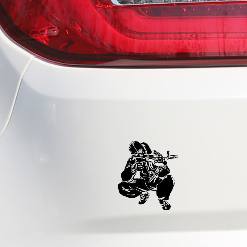 15.9*18.2CM Coolest Weapon AK-14 Combat Soldier Shooting Decoration Car Sticker Vinyl Graphic Accessories C12-0330