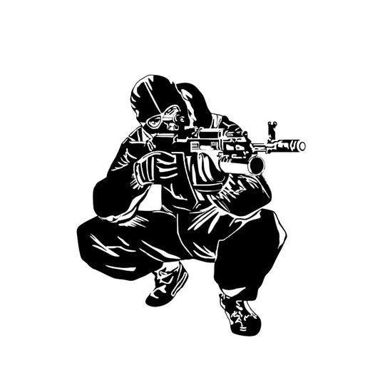 15.9*18.2CM Coolest Weapon AK-14 Combat Soldier Shooting Decoration Car Sticker Vinyl Graphic Accessories C12-0330