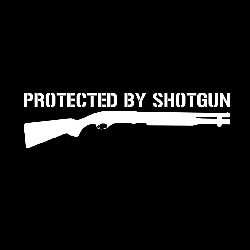 15X4CM PROTECTED BY SHOTGUN Gun Vinyl Decals Car Sticker S8-0044