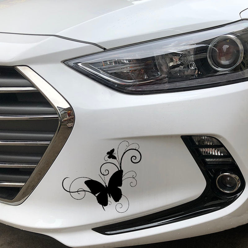15.2cm*16.6cm Butterfly Personality Car-Styling Vinyl Stickers Decals Black/Silver S3-6072