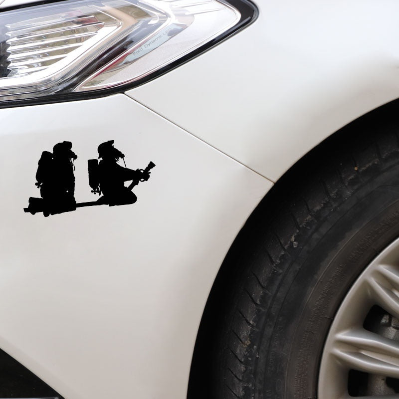 17.2X9.1CM Cartoon FIREFIGHTER HOSEPIPE FIRE Vinyl Decal Black/Silver Car Sticker Fun Car-styling S8-1362
