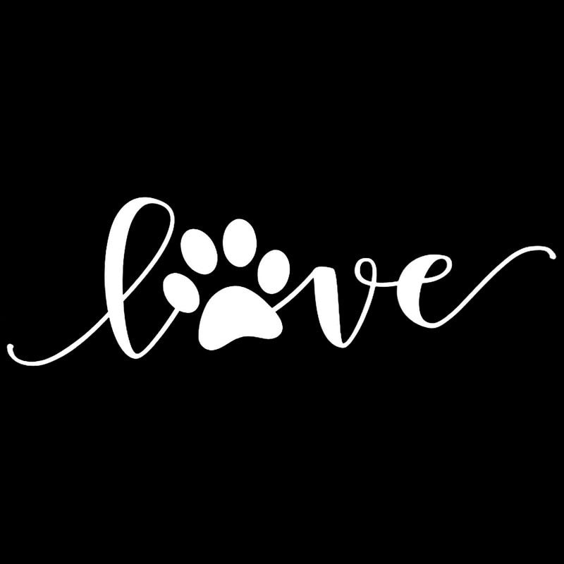 12.7CM*3.9CM Love Dog Footprints Automobile Vinyl Sticker Decals Black/Silver C10-00405