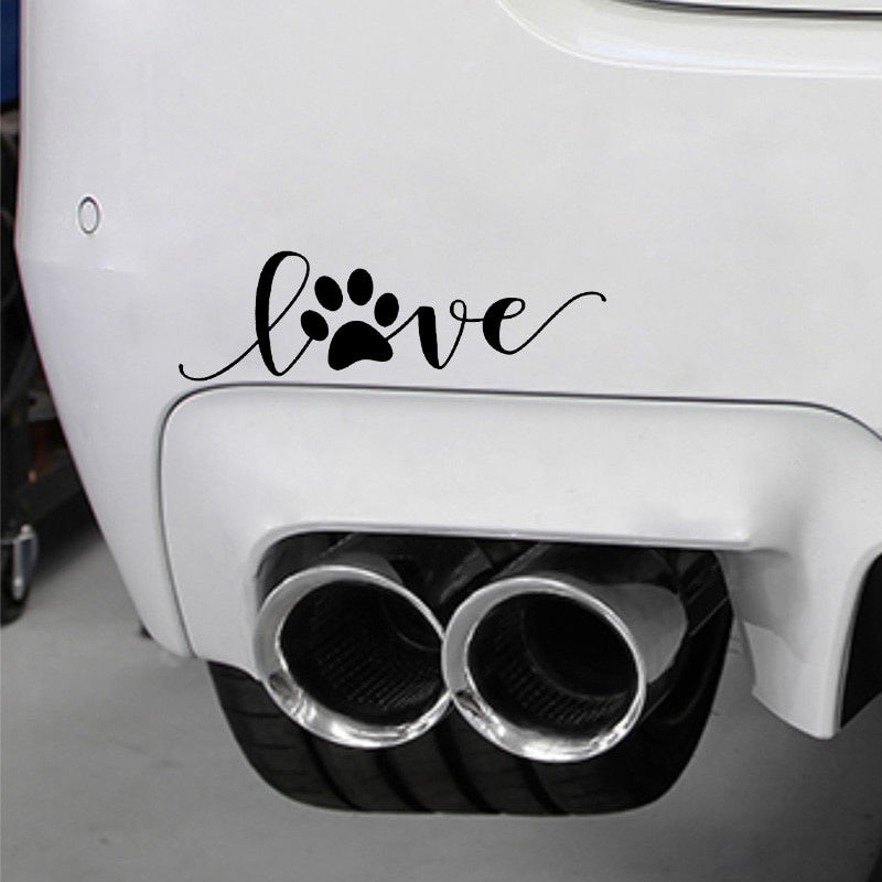 12.7CM*3.9CM Love Dog Footprints Automobile Vinyl Sticker Decals Black/Silver C10-00405