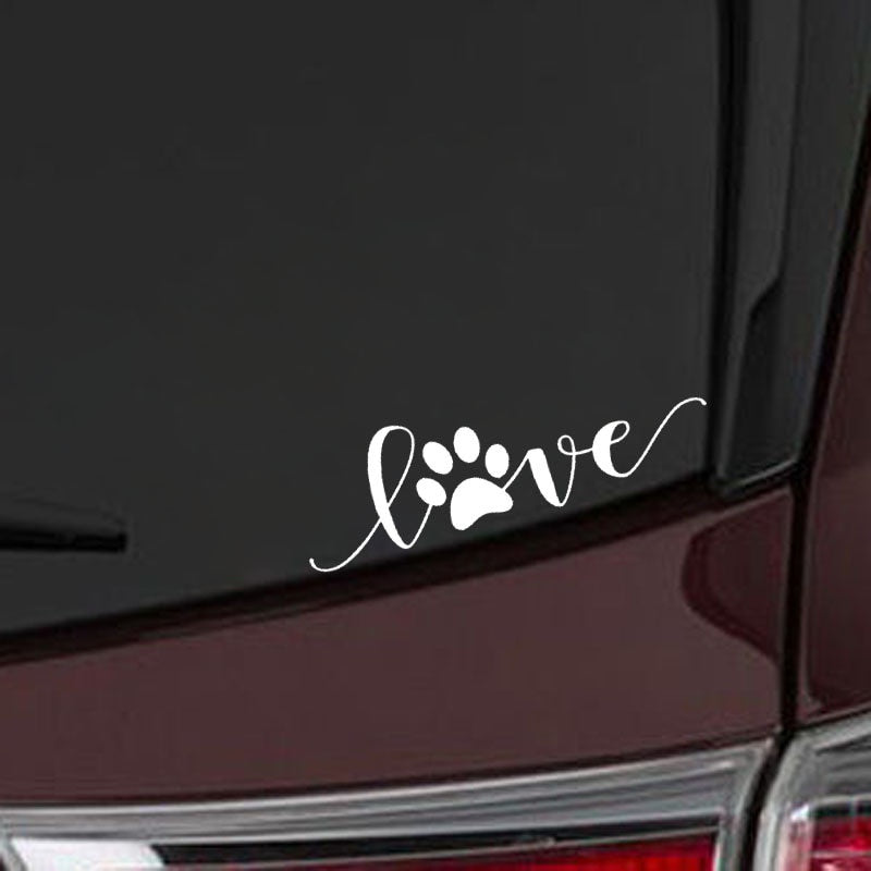 12.7CM*3.9CM Love Dog Footprints Automobile Vinyl Sticker Decals Black/Silver C10-00405